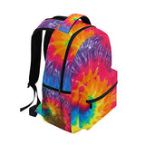 XMCL Tie Dye Durable Backpack College School Book Shoulder Bag Travel Daypack for Boys Girls Man Woman
