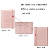 GDTK RFID Blocking Leather Passport Holder Cover Case Travel Wallet Elastic Strap (Rose Gold)