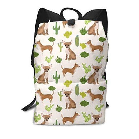Backpack chihuahua dog sweet teacup cute dogs short haired cactus trendykids baby Laptop Backpack Student School Bookbag Casual Durable Rucksack Travel Daypack