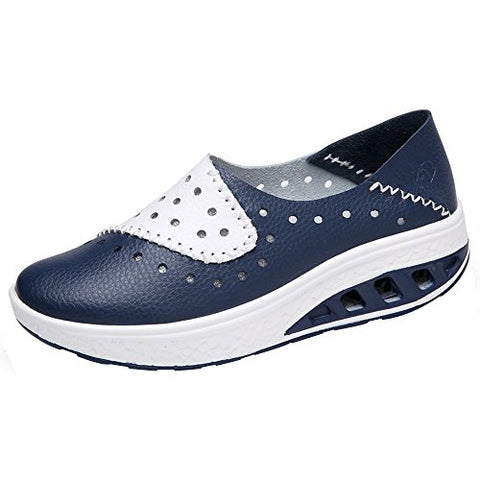 NRUTUP Fashion Women Round Head Flat Breathable Leisure Sports Shoes Shake Shoes(Blue,42)