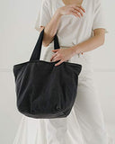 BAGGU Canvas Zip Tote, Nylon Shopping Tote or Lunch Bag, Recycled Wahsed Black