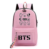 Boosos Usb Bts Backpack K-Pop Casual Backpack Daypack Laptop Bag College Bag School Bag Jimin Suga Jin Taehyung V Jungkook