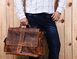 Addey Supply Company 16" Leather Messenger Bag for Laptop Briefcase Bag 16.5X6X12 inch Abyss
