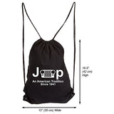 Army Force Gear Jeep an American Tradition Eco-Friendly Canvas Draw String Gym Bag Black & White