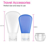 Portable Travel Bottles Set, Leak Proof Travel Accessories,TSA Carry-On Approved Refillable and Squeezable Silicon Travel Size toiletries Containers,Easy-to-Fill Travel Lotion Bottles.