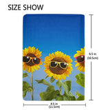 ColourLife Passport Cover Sunflowers With Sunglasses On Blue Leather Passport Holder Cover Case