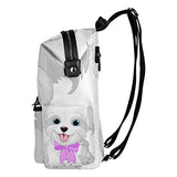 Colourlife White Cute Dog Stylish Casual Shoulder Backpacks Laptop School Bags Travel