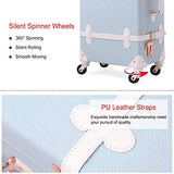 Unitravel Retro Suitcase Set PU Leather Spinner Trunk Luggage with Handbag for Women (Embossed Blue, 26in 20in 12in)