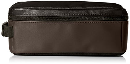 Lee Men'S Pebble Textured Leather Travel Kit, Black/Brown