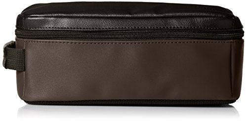 Lee Men'S Pebble Textured Leather Travel Kit, Black/Brown