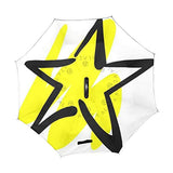 Reverse Umbrella Yellow Star Windproof Anti-UV for Car Outdoor Use