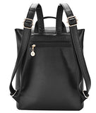 Coofit Black Faux Leather Backpack For Girls Schoolbag Casual Daypack (Black With Keychain)