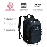 adidas Excel 6 Backpack, Two Tone Black/Semi Solar Slime Green, One Size