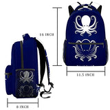 LORVIES Blue and White Octopus Lightweight School Classic Backpack Travel Rucksack for Girls Women Kids Teens