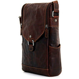 Jack Georges Voyager Leather Crossbody Messenger Bag & Wine Bag In Brown