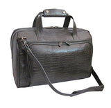 Amerileather Leather Croco-Print Two Piece Set Traveler on Spinner Wheels (#8602-6) (Moss Green)