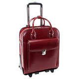 Detachable -Wheeled Women's Laptop Briefcase, Leather, Mid-Size, Red - LA Grange | McKlein - 96496