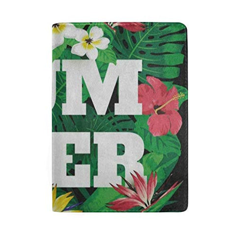 Passport Holder Colorful Summer Palm Tree Flower Floral Passport Cover Case Wallet Card Storage