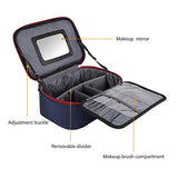 ECOSUSI Travel Makeup Bag Cosmetic Bag Organizer with Removable Mirror and Adjustable Dividers,