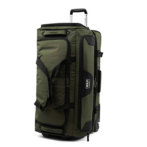 Travelpro Bold 30" Duffle Bag With Drop Bottom, Lightweight, Rugged Rolling Duffel, Olive/Black,