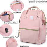 Himawari Laptop Backpack Travel Backpack With USB Charging Port Large Diaper Bag Doctor Bag School Backpack for Women&Men(9001 Pink）