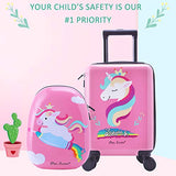 Unicorn Kids Carry on Luggage Set with Spinner Wheels, Girls Travel Suitcase