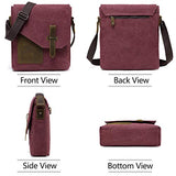 Small Messenger Bag for Women,VASCHY Vintage Canvas Leather Lightweight Crossbody Bag Burgundy