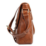 Men Travel Messenger Briefcase Schoolbag PU Leather Laptop Bag Coffee- Back to School