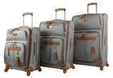 Steve Madden Luggage 3 Piece Softside Spinner Suitcase Set Collection (One Size, Harlo Gray)