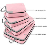 Gonex Compression Packing Cubes, 4pcs Expandable Storage Travel Luggage Bags Organizers (Pink)