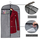 MISSLO 43" Gusseted Travel Garment Bag with Accessories Zipper Pocket, Hanging Garment Cover for Suits Jackets Coats, Grey