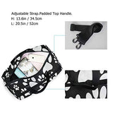 Travel Tote Luggage Weekender Duffle Bag, Black White Dog Paw Print Large Canvas shoulder bag