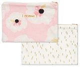 C.R. Gibson Women's Embroidered Pink and White Travel Lingerie Bag, 10" W X 7" L