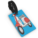 Men Luggage Tag Funky Decor,Cute Scooter Motorcycle Retro Vintage Vespa Soho Wheels Rome Graphic Print,Blue Red White Suitcase bags pendant