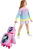 Girls Rolling Backpack Kids Backpacks with Wheels Backpack for Girls for School with Lunch Box Unicorn Reversible Sequin School Bags