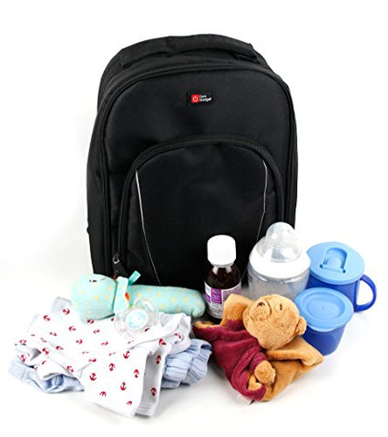 DURAGADGET Chic Stylish Classic Baby Diaper Changing Rucksack Bag in Black/Orange - with