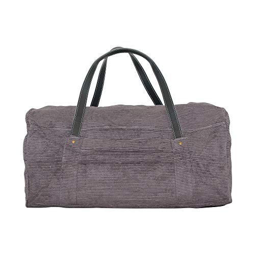 CB Station Modern Round Travel Duffel Bag, Corduroy (Gray)
