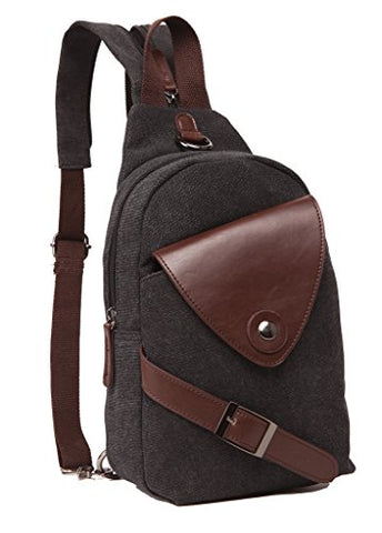 Zuolunduo Mini Backpack Casual Canvas Chest Bag Sling Shoulder Bag Rucksack M8639Xk,Black