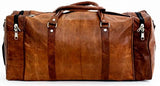 Leather 24 Inch Square Duffel Travel Gym Sports Overnight Weekend Leather Bag