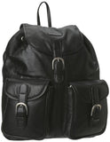 Leatherbay Leather Backpack With Pockets,Black,One Size
