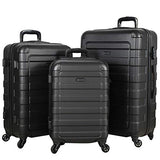 Hipack Prime Suitcases Hardside Luggage with Spinner Wheels, Black, 3-Piece Set (20/24/28)