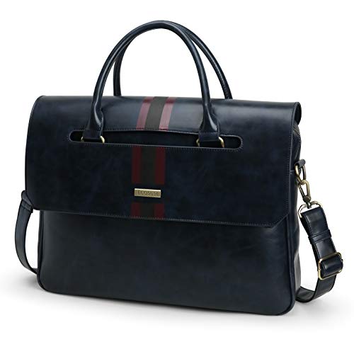 ECOSUSI Men's Briefcase 15.6 inch Laptop Bag PU Leather Computer Messenger Shoulder Bag with