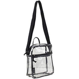 Eastsport Clear Stadium Crossbody Messenger Bag, 8.5 by 7.5 by 3 Inches, 100% Transparent, Black