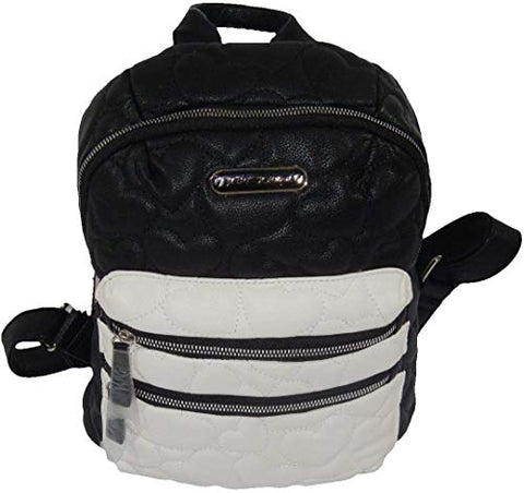 Betsey Johnson Women's Backpack, Black/Cream/Puffy Hearts