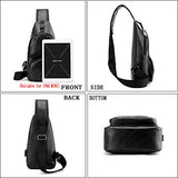 Seoky Rop Men's Leather Sling Bag Chest Crossbody Shoulder Bag with USB Charging Port Black