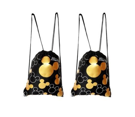 Disney Mickey Mouse Drawstring Backpack Gold 2 Pack