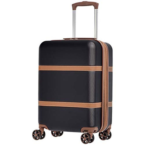 AmazonBasics Vienna Expandable Carry-On Luggage Spinner Suitcase - 20 Inch, Black