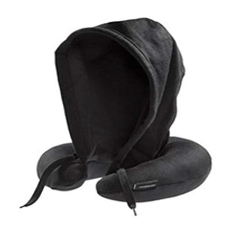 Mia Toro Hooded Travel Neck Pillow - Unisex Travel Accessories [Black]