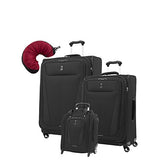 Travelpro Maxlite 5 | 4-Pc Set | Underseater, 25" & 29" Exp. Spinners With Travel Pillow (Black)