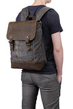 Canvas Leather Laptop Backpack – Unisex, Classic Style, Genuine Leather (Grey)